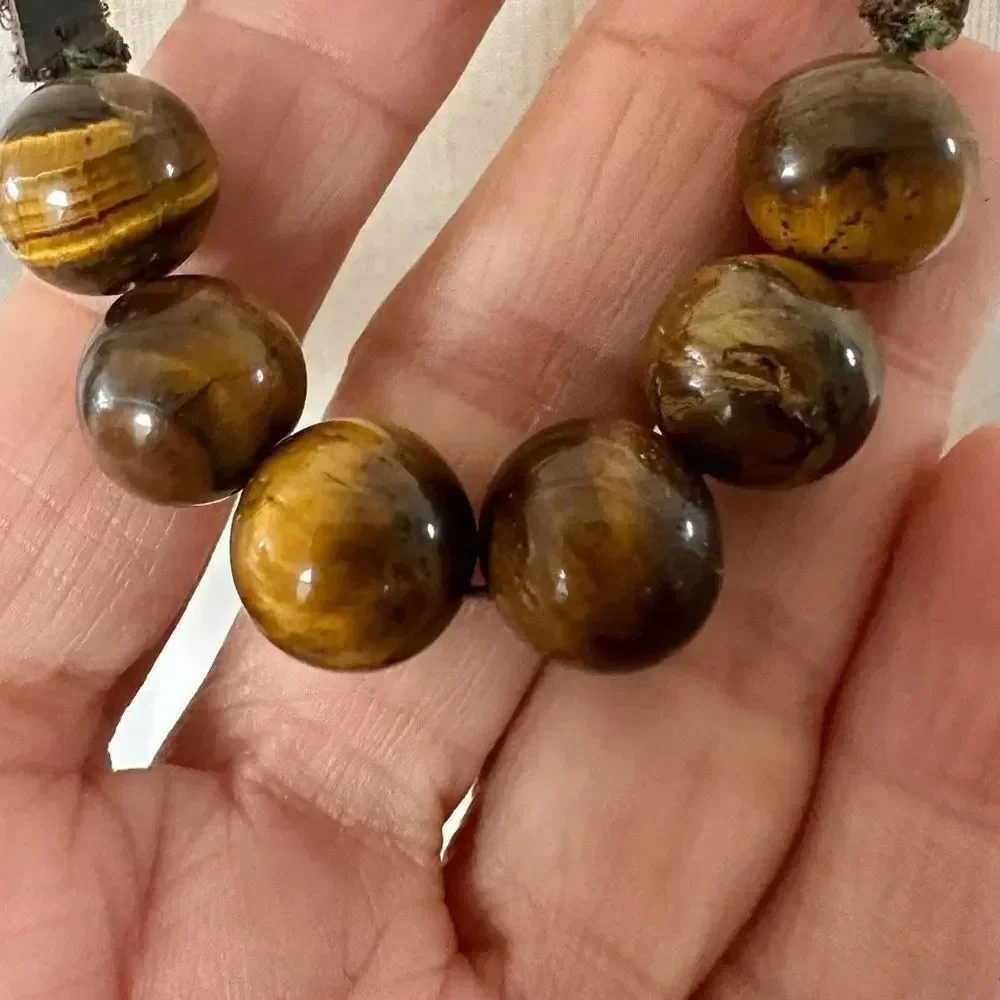 Tigers eye necklace on leather cord tigers eye